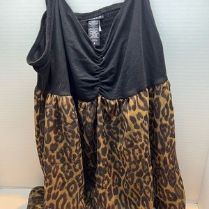 Cheetah print thin strapped shirt with stretchable back